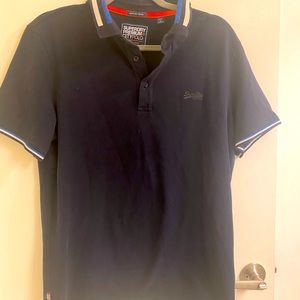 Mens navy blue, super dry polo shirt royal blue and white